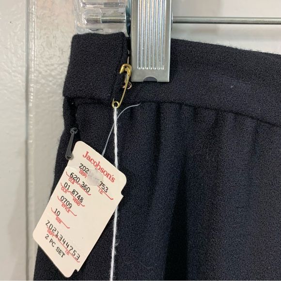 Adele Simpson Vintage Dead Stock Black 100% Wool Academia Pencil Skirt 10 NEW - Picture 5 of 10